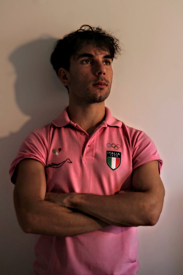 Dario Bertazioli, CTO of SwimSensei, in Italia Team gear